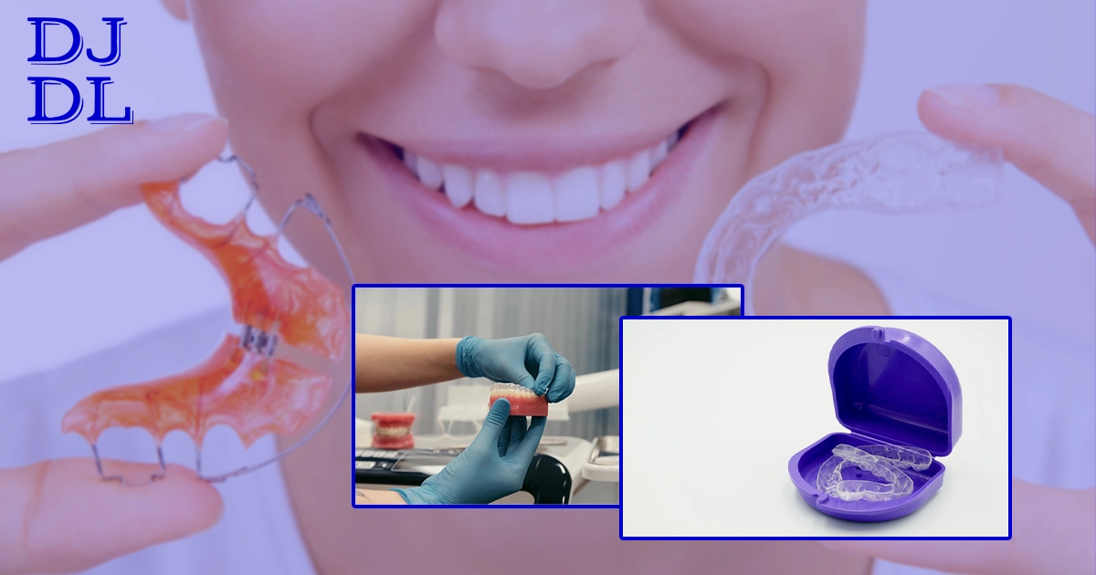 dentist-fitting-on-clear-essix-retainers-on-denture-molds